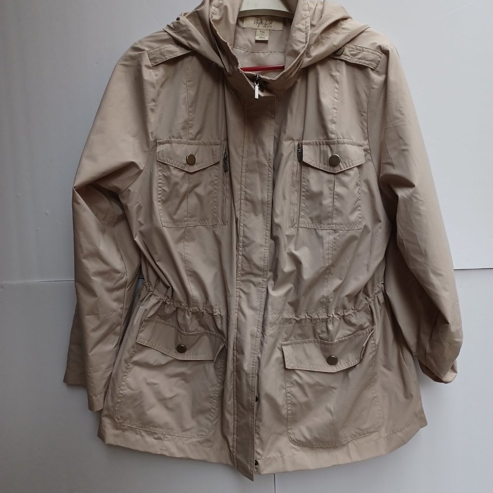 SOLD! Style & Co Lightweight Anorak Windbreaker Jacket, Tan, PXL - Picture 7 of 12